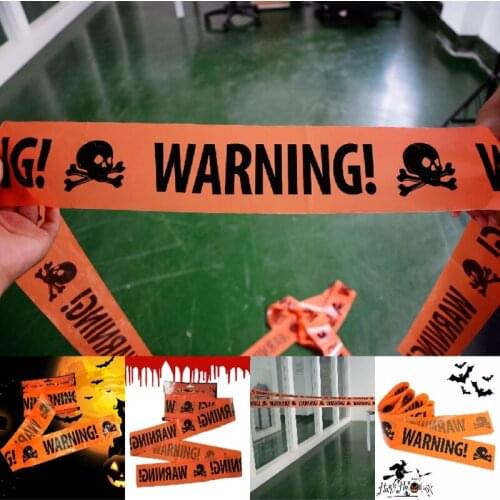 Halloween Warning line Danger Warning Plastic Skull Head Tape Signs Caution Barrier Halloween Bar House of Borror Window Props