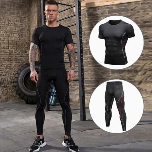 Psvteide Running Set Sportswear Man Sports Suits Men Running Tights Compression Set Mens Tracksuit Fitness Set Men Gym Sets 2ps