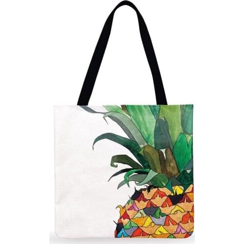 Foldable Shopping Bag Painting Pineapple Print Tote Bag Ladies Shoulder Bag Women Casual Tote Fashion Beach Bags Women Handbags