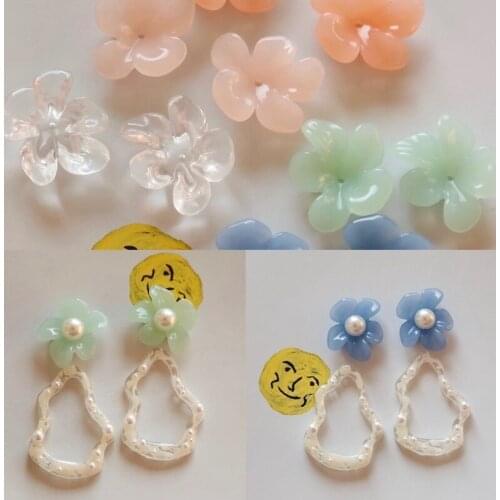 Temperament flower shape hairpin resin acrylic patch DIY hand-made materials jewelry earrings accessories