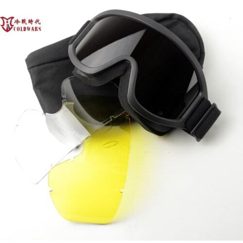 Cold War Era Outdoor Tactical Goggles, Special Forces Special Operations Goggles, 3 Lenses