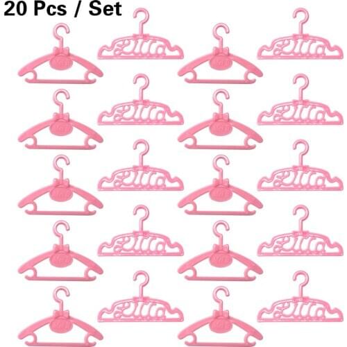 NK 20 Piece Pink Hanger Double Picture Combination For Barbie Doll Clothes Accessories Play Complex Plastic Hanger Girls Gift 3X