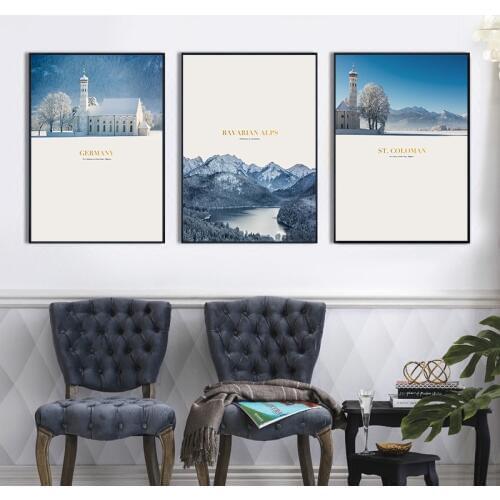 Waterproof 3-pcs Snow scene Series Posters And Prints Wall Art Decor Canvas Painting Bunny Nursery Prints Wall Unframed