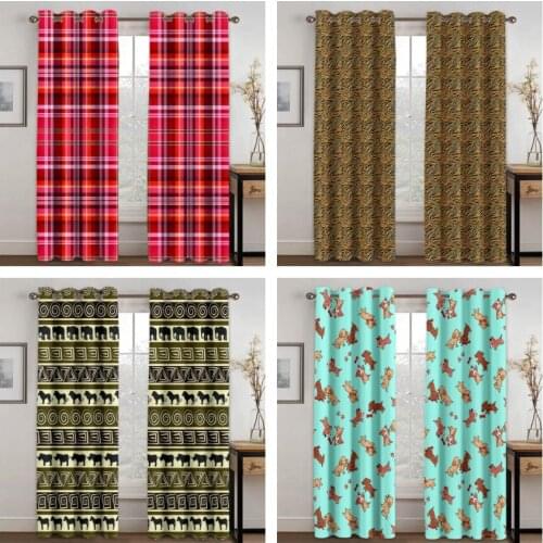 Living Room Shading 90% Decorative Curtain Striped Animal Pattern Home Textile Decoration Bedroom Grommet Curtains