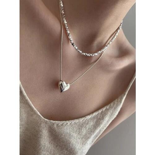 BOCAI Real s925 Sterling Silver 2021 Trendy Geometric Broken Silver Woman Necklace Summer Clavicle Chain