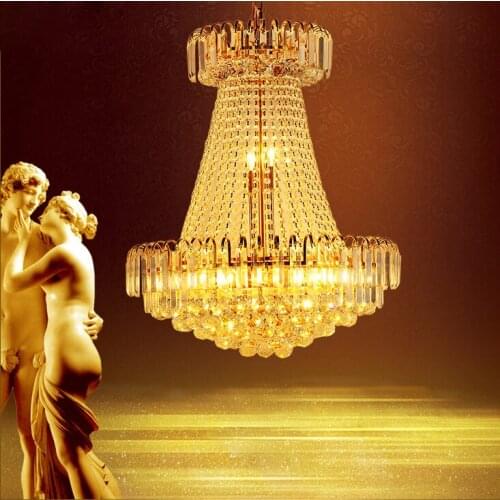Gold Crystal Chandelier K9 Crystal Chandeliers Lights Fixture Foyer Home Dining Room Lamps Hotel Restaurant Droplight 110V 220V