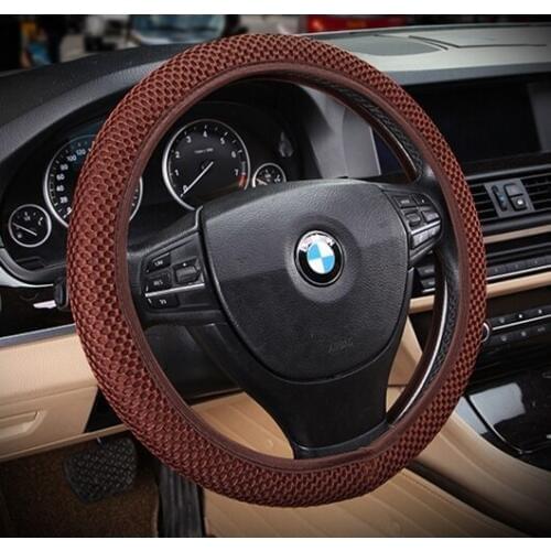 Summer Ventilate Car Steering Wheel Cover Eyelet Fabric Universal Fit for All Sedan Anti Hot High Performance Mesh 36cm 38cm 1pc