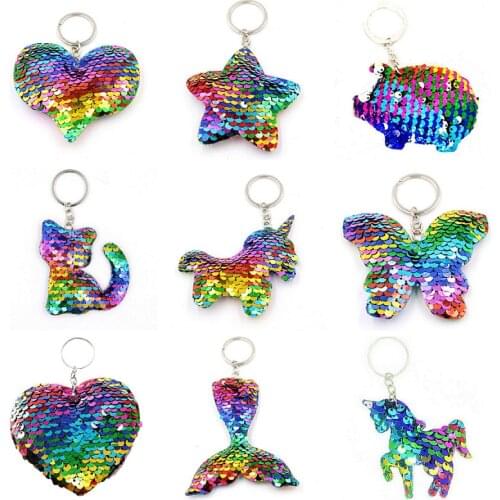 2@#Automotive Interior Accessorie Hot Sale Sequin Keychains For Girls Boy Pompon Key Chain Charm Women Bag Key Ring Teacher Gift
