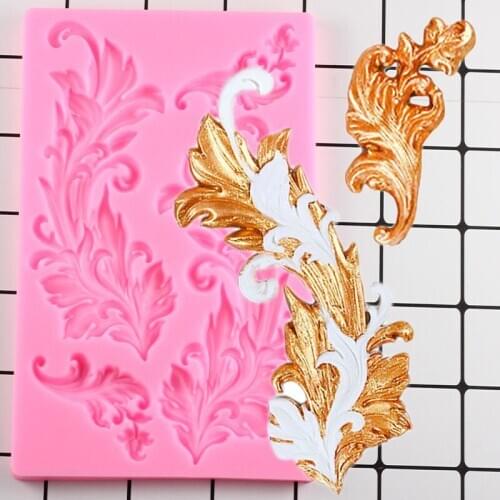 3D Relief Leaf Cake Topper Fondant Mould Cupcake Border Silicone Mold Party Candy Polymer Clay Chocolate Cake Decorating Tools