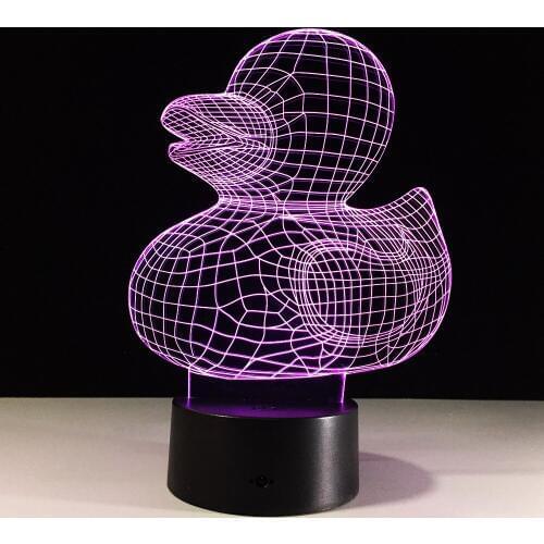 Cut Duck 3D Night Light Animal Model 3D Illusion Lamp LED 7 Color Changing USB Remote Touch Baby Sleeping Sensor Atmosphere Lamp