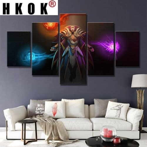 HKOK 5 Pcs Canvas Painting DOTA 2 Invoker Home Decor For Home Room Printed Wall Art Game Poster Modern Artwork Pictures Cuadros