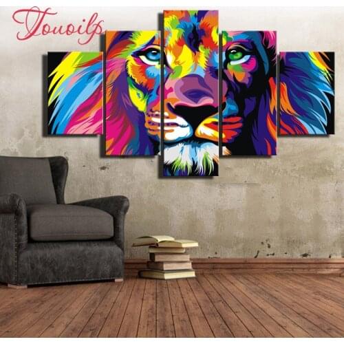 5d diy 5ps Colored lion 5d diamond painting crystal 5d diamond embroidery spuare&round crystal painting cross stitchsets
