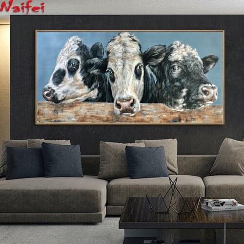 Large size Abstract Animal diy 5d diamond painting Colorful Cow embroidery Painting square/round diamond mosaic Decor Pictures