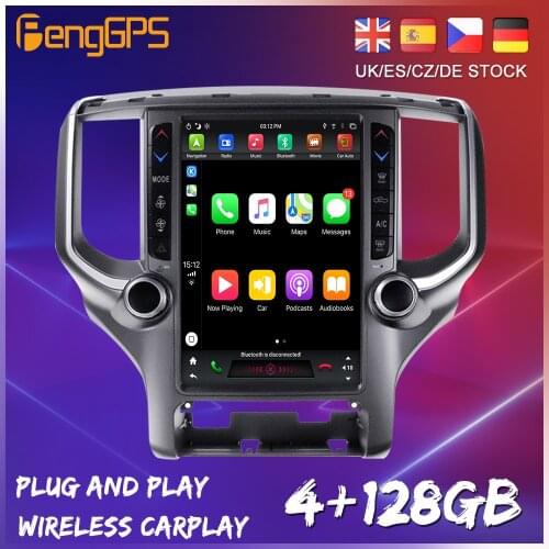 128GB Android 9.0 Tesla Style Vertical Big Screen For Dodge RAM 1500 2018-2020 Series CarPlay GPS Radio Auto Stereo Head Unit
