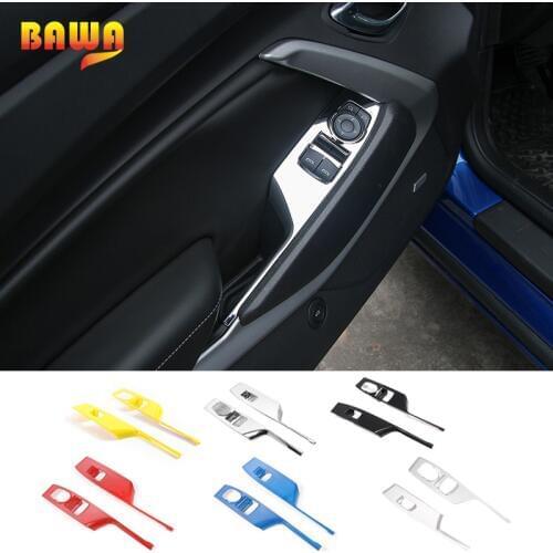 HANGUP ABS Car Window Lift Button Panel Decoration Cover Trims Interior Stickers For Chevrolet Camaro 2017 Up Car Styling