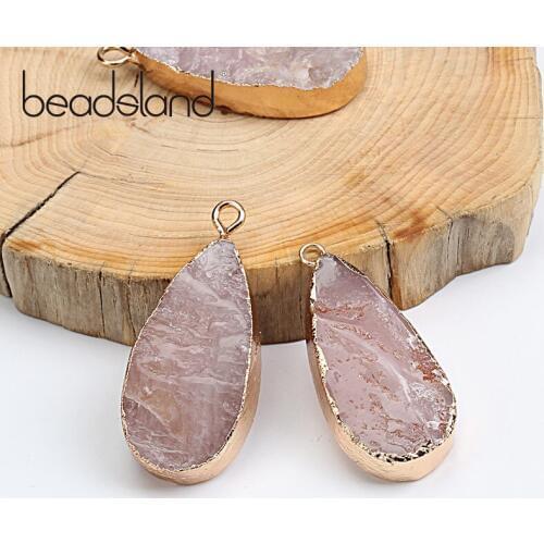 Beadsland Semiprecious Stone Irregular Water Drop Shapped Natural Stone Pendant DIY Necklace Bracelet Girl Gift 18*37mm 36378
