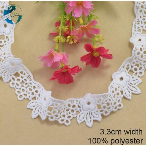 3.3cm white polyester embroidery lace french lace ribbon fabric guipure diy trims warp knitting sewing Accessories #3969