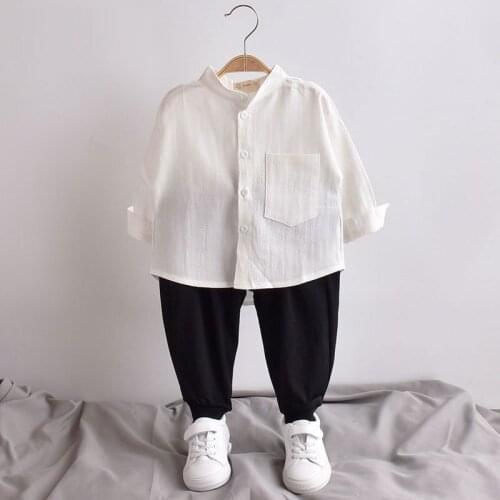 Soft Spring Summer Boys Blouses Shirts Kids Children Clothing Top Overcoat Formal Sport Beach Cotton Long Sleeve High Quality