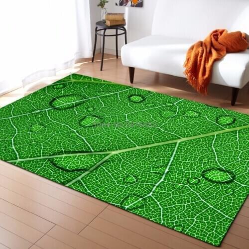 Large 3D Carpets Green Leaf Vein Rug Bedroom Kids Room Play Mat Memory Foam Area Rugs Carpet for Living Room Home Decorative