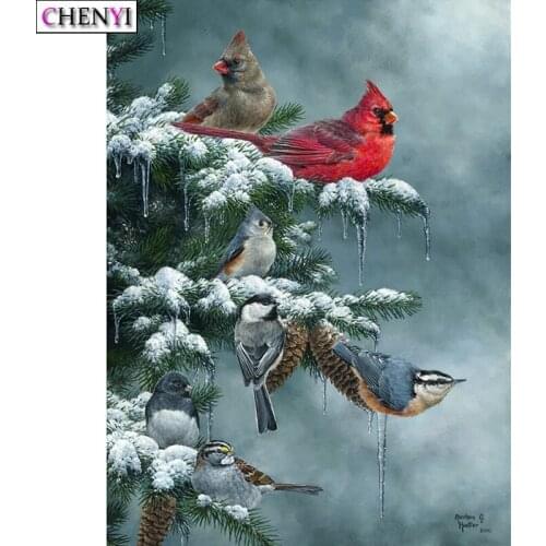 CHENYI Diamond Painting Birds Tree Diamond Embroidery Animal Mosaic Rhinestones For Home Decor Gift Needlework Cross Stitch Kits