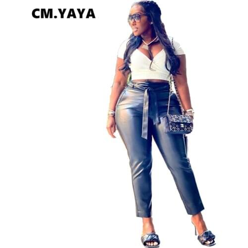 CM.YAYA Women's Leather Pants