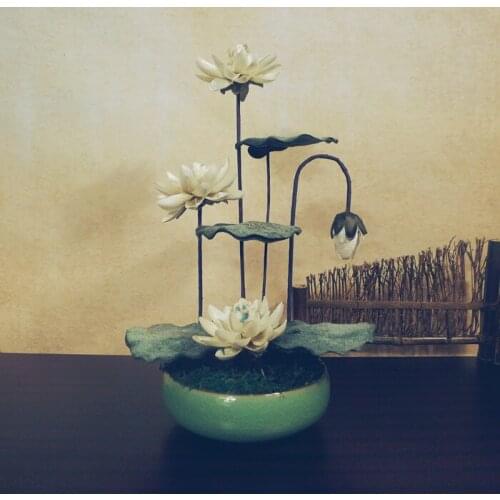 Lotus simulation Plastic lotus New Chinese style Zen garden Tea table The high quality Artificial flowers Desktop decoration