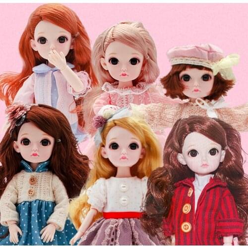 Kawaii Bjd Doll 30 cm Ball-Jointed Dolls With Ob11 Clothes Handmade Remodeling Curly Hairs Bonecas Fashion Royalty Doll Head