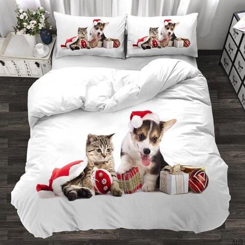 2021 3D Pet Cat Bedding Set Animal Cute Home Textiles Custom Designer Duvet Quilt Cover Pillowcase 2/3pcs Twin Full Size