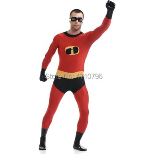 Mr Incredible Costume red spandex zentai suit halloween cosplay Mr Incredible superhero costumes the most popular free shipping