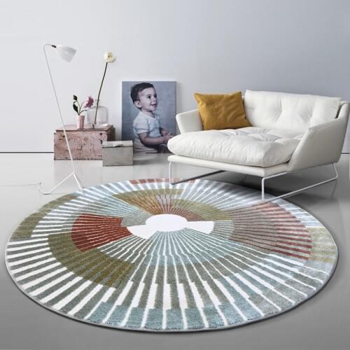 Nordic style 3D woven pattern round shaped coffee table floor mat 11cm thickness. INS popular decoration area rug, villa rug
