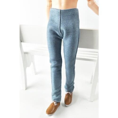 Light Blue Fashion Doll Casual Wear Clothes Pants For Ken Doll Handmade Trousers For Barbies Boyfriend Ken Prince Male 1/6 Doll