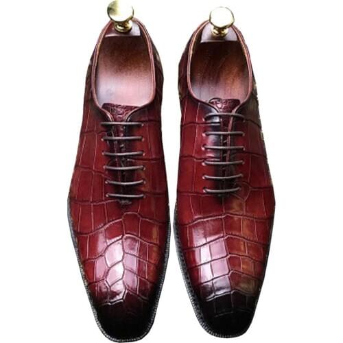 Chue new crocodile leather Men shoes Red handmade man business crocodile leather Men shoes crocodile Men shoes