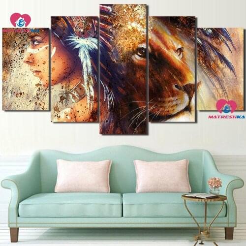 DIY Multi-painting 5d Diamond painting full drill Lion and beauty pattern Diamond mosaic sale beadwork home decoration