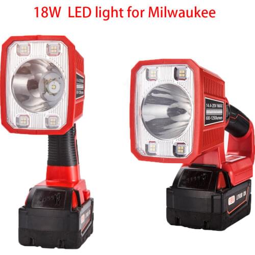 New 18w Portable LED Lamp Work Light For Milwaukee M18 18V Li-Ion Battery Flashlight With USB Outdoor Lighting(NO Battery)