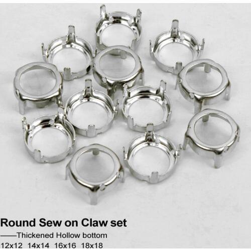 New Fashion Round With Hollow back "K"Silver Metal Empty Claw Sew on Rhinestones Claw setting with For DIY Fancy stones 4 size