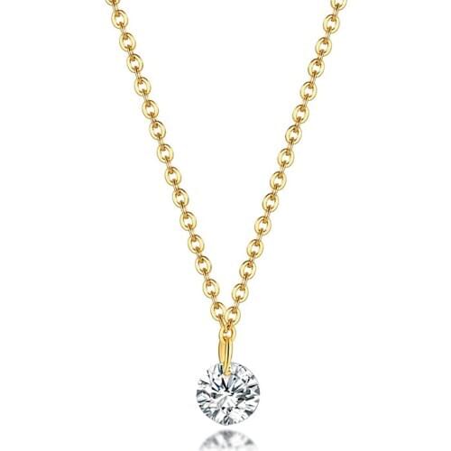 Cubic Zircon Necklace Women CZ Pendant Simple Delicate Dainty Gold Color Stainles Steel Minimalist Jewelry