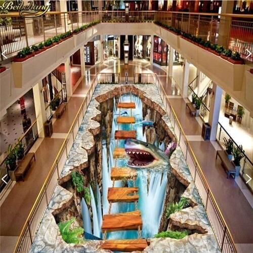 Beibehang Custom Photo Floor Painting Wallpaper Placement 3D Large Adventure Outdoor 10m Float Ladder Flooring