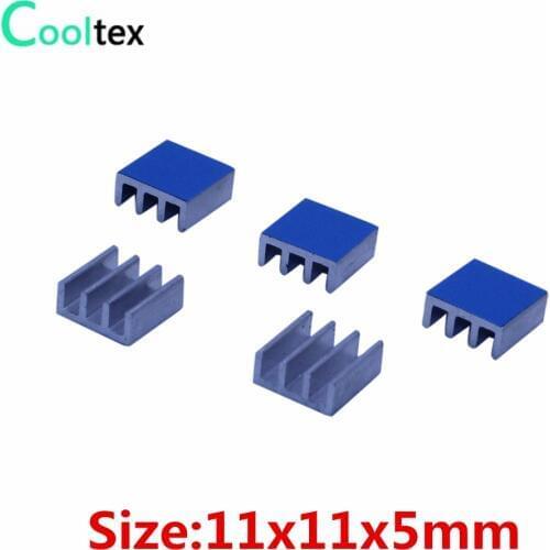 50pcs 11x11x5mm Aluminum Heatsink Radiator heat sink Cooling Cooler For Electronic Chip IC RAM LED With Thermal Conductive Tape