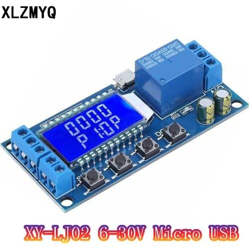 LJ02 Relays 6-30V Micro USB Digital LCD Display Time Delay Relay Module Control Timer Switch Trigger Cycle Module XY-LJ02