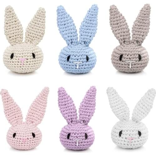 Handmade Crochet DIY Cute Bunny Head Pacifier Clip Chain Accessories Decorations K1KC
