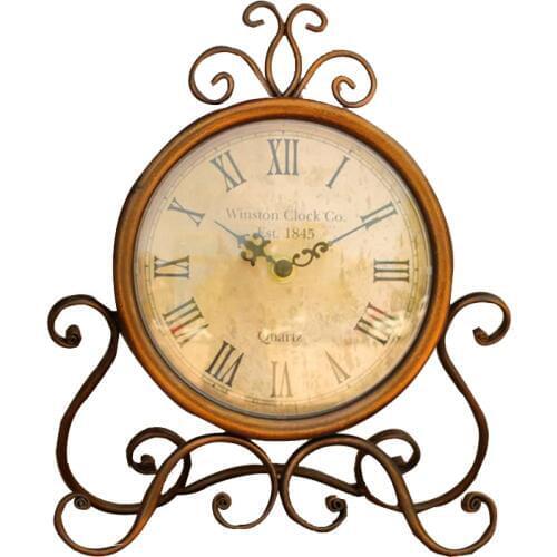 Slient Vintage Wrought Iron Table Clock European Mute Desktop Clock Home Decor