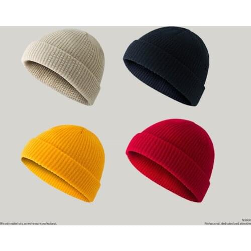 New Retro Winter Warm Beanies Solid color Hat Skull Knit cap Men Women Solid Knitted Skullies Cap Male Black Hat