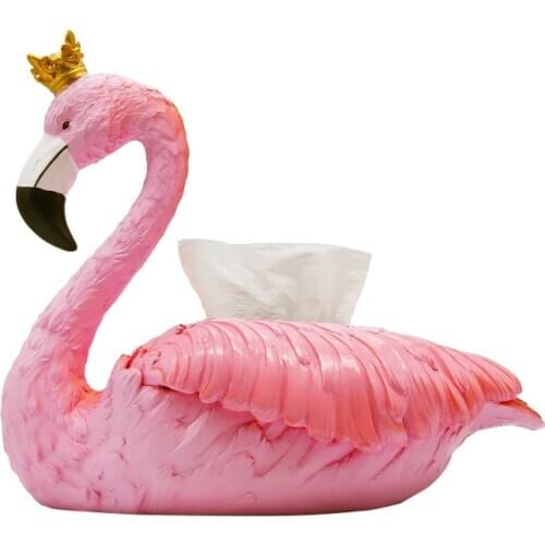 Resin Flamingo Sculpture Napkin Box Decorative Tissue Paper Case Everyday Convenience Houseware Gift Craft Ornament Accessories