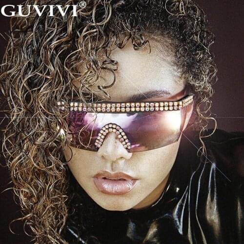 Oversized Diamond Sunglasses Women 2020 Rhinstone One Piece Sunglasses Men Crystal Google Sunglasses Eyewear Ladies UV400