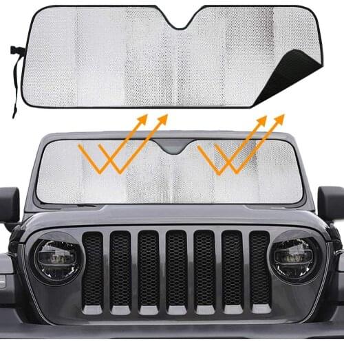 Windshield Sun Shade for 2007-2020 Wrangler Rubicon Sahara TJ JK JKU JL 2 4 Door-Block UV Rays Sun Visor Protector