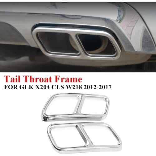 Stainless Steel Car Rear Dual Exhaust Muffler Pipe Cover Trim Tail Throat Frame for Benz GLK X204 CLS W218 2012-2017