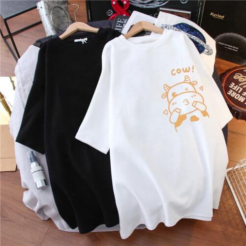Lovers Wear Mid-length Short-sleeved Tops 2021 Spring Summer New Korean Version Loose Plus Size T-shirt for Women