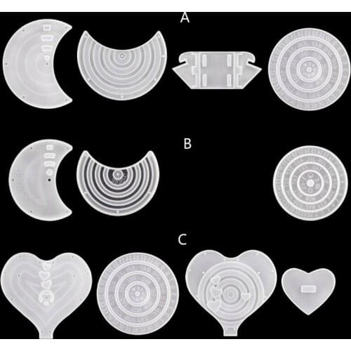 1 Set Moon/Love Heart Calendar Epoxy Resin Molds Hanging Calendar Silicone Mould T84A