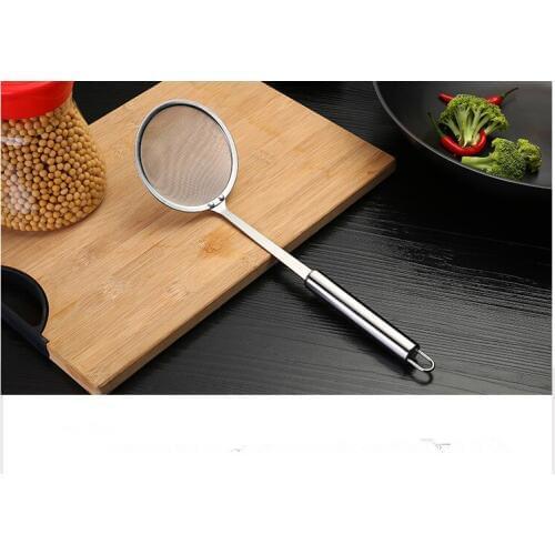 1PC 33cm Kitchen Stainless Steel Mesh Hanging Oil Filter Net Colanders Soybean Milk Strainer Scoop Spoon PB 004