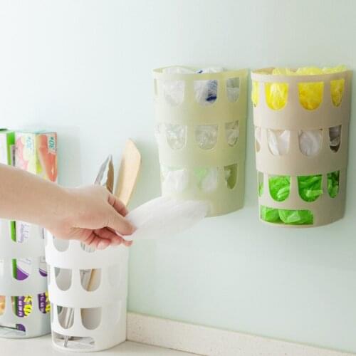 1PC PP Trash Bag Basket Storage Box Portable Wall-mounted Garbage Bags Storage Case Kitchen Sundries Organize Storage Boxes Rack